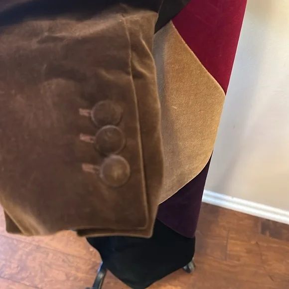 Moschino Couture Brown Patchwork Harlequin Velvet Coat - Picture 8 of 16